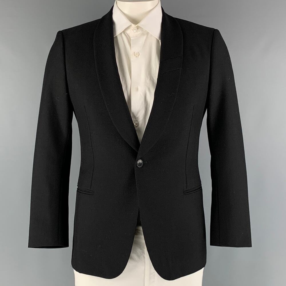 SIMON SPURR Size 42 Black Wool Mohair Shawl Collar Sport Coat